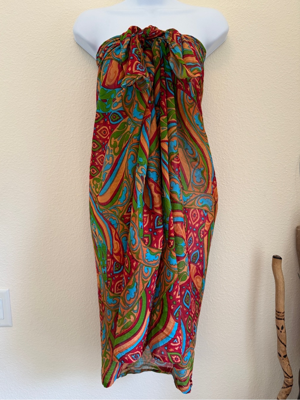 Scarf Sarong Wrap Abstract Psychedelic Print Square 100% Cotton